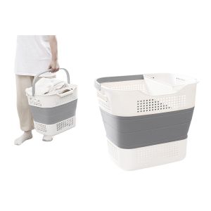 Panier &agrave; linge pliable 35 L avec rangement int&eacute;gr&eacute; et syst&egrave;me de ventilation - Neuf