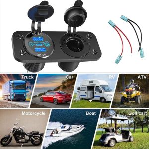 TIANYI-Panneau de commutateur de chargeur de voiture, 12V-24 doubles ports USB QC3.0 + port PD+ panneau &agrave; bascule interrupteur marche/arr&ecirc;t (A) - Neuf