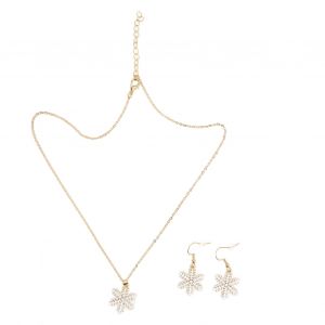 Ensemble Collier Et Boucles D'oreilles Flocon De Neige, Ensemble De Bijoux De Noel Portable En Alliage Exquis Et Tendance Pour Filles - Neuf