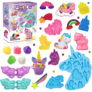P&acirc;te &agrave; modeler pour enfants &agrave; partir de 3 ans Th&egrave;me licorne Play Color Dough Accessoires d'art et d'artisanat Kit avec 11 accessoires de p&acirc;te &agrave; modeler Pour les vacancesles anniversaires, - Neuf