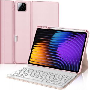 Clavier Xiaomi Pad 7/7 Pro 11.2"", Coque Clavier Xiaomi Pad 7/7 Pro, Rechargeable Clavier Fran&ccedil;ais AZERTY D&eacute;tachable pour Xiaomi Pad 7/7 Pro 11.2"", Rose - Neuf
