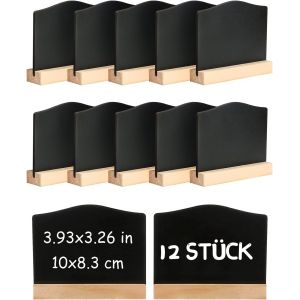 Jexnovashop-12 Pi&egrave;ces Mini Tableaux Noirs, Petit Tableau Noir,Mini Panneaux D'affichage, Chevalet Ardoise De Table Pour Buffet Mariage Boulangerie F&ecirc;te &Eacute;tiquette De Prix D&eacute;coration Signe Porte Nom - Neuf