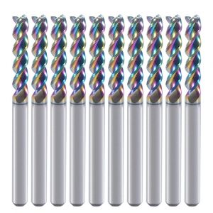 Fraises à extrémité carrée en carbure de tungstène de 3.175 mm pour applications en aluminium et cuivre,3 cannelures,diamètre de coupe de 0.3 cm,design de type U,lot de 10 (3.175x3.175x15 mm) - Neuf
