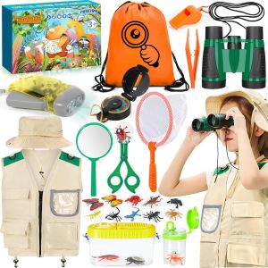 KALANKA-Kit Exploration Enfant,21 pcs Ensemble Explorateur Extérieur Jouets,avec Gilet et Chapeau,Jumelles,Boussole,loupe et Plus Encore,Cadeau d'exploration de la Nature et d'aventure pour Enfants. - Neuf
