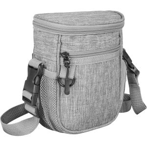 Dog Treat Bag, Dog Accessories Doggie Treat Bag, Multifunctional Dispenser Dog Poop Bag, Dog Treat Pouch, Pet Training Pockets (Light Grey) - Neuf