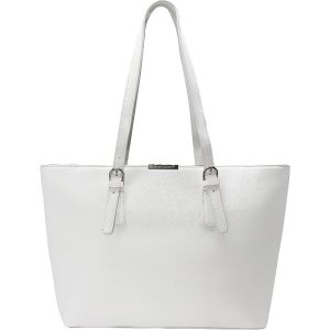 KALANKA-- Sac &agrave; Main Shopping Femme Grand Format - Sac Cours Lyc&eacute;e Fille - Cabas Fourre-Tout Port&eacute; Epaule Cuir PU Anse Longue - Shopper Grande Capacit&eacute; A4 - Sac Etudiante Travail - Blanc - Neuf