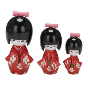 1 ensemble mignon fait &agrave; la main oriental japonais Kokeshi poup&eacute;es en bois fille cadeau d&eacute;coration ornement mod&egrave;le A - Neuf