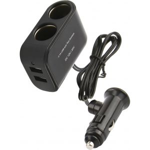 LORANKA-R&eacute;partiteur allume-cigare de voiture 12 V/24 V 2 prises USB double chargeur adaptateur de charge rapide multi-prises pour tablette, t&eacute;l&eacute;phone, appareil photo, cam&eacute;ra embarqu&eacute;e, GPS - Neuf