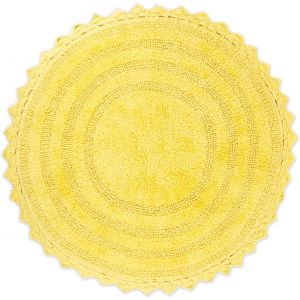 Kal-Collection Crochet - Tapis De Bain Réversible, Rond, 70 Cm De Diamètre, Jaune - Neuf
