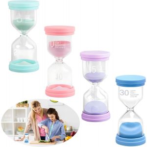 Checarzhn--No1-Minuteur Sabliers, 4 Pièces Sabliers Coloré Enfants,Sablier À Rebours,Mini Minuteur Sablier Set,Sablier Enfant Pour Cuisine, Salle De Classe, Décoration De La Maison Et Du Bureau,5/10/ - Neuf