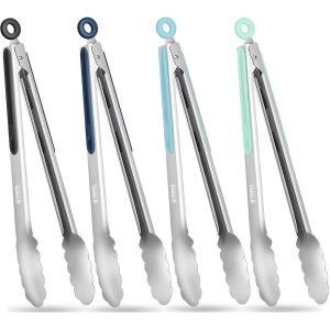 Sjzg-Pince Cuisine Inox, Pince Barbecue De 30,5cm, Pince Alimentaire Cuisine Avec Poign&eacute;e Antid&eacute;rapante En Silicone, Pince &Agrave; Ustensiles De Cuisine Pour La Nourriture, La Salade, Le Barbecue (4 Pcs) - Neuf