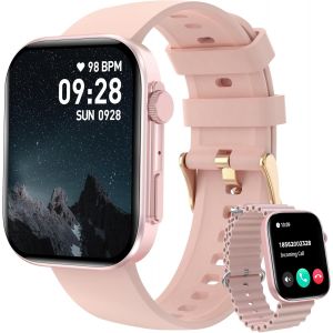 Montre Connectée Femme Avec Appel Bluetooth, 2,01'' Smartwatch¿100 Modes Sportifs Avec Cardiofrequencemetre, Podometre, Sommeil¿Etanche Ip68 Bracelet Connectée Montre Pour Android Ios, Rose - Neuf