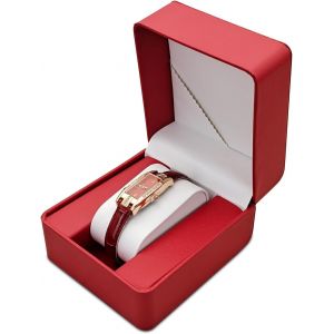 Kal-Boite À Montre, Boite Rangement Montre En Pu Cuir Hommes Femmes, Rangement Montre De Montre Avec Oreiller Amovible(Rouge) - Neuf