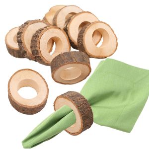 Ensemble De Ronds De Serviette En Bois Faits À La Main - Fabriqué Artisanalement En Inde (Rustique, Lot De 4) - Neuf