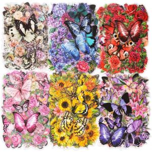 Mevronisshop-300 Pi&egrave;ces Autocollants Papillons Stickers Fleurs, &Eacute;tanche Papillon Autocollant Fleur Autocollant Scrapbooking Transparent Autocollant Fleurs Et Papillon Pour Diy Journal, Album Photo, A - Neuf