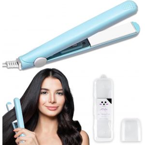 Kal-Fer À Lisseur 2 En 1, Lisseur Cheveux Court, Mini Fer À Lisser En Céramique, Lisseur Cheveux Vapeur, Petit Fer À Friser De Voyage, Pour Tous Types De Cheveux, Frange, La Maison Ou Le Salon (Bleu) - Neuf