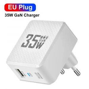 35W GaN USB Type C chargeur tablette chargeur rapide QC3.0 PD3.0 adaptateur de Charge pour Iphone 15 Xiaomi Poco F5 chargeur d'ordinateur portable--EU White - Neuf