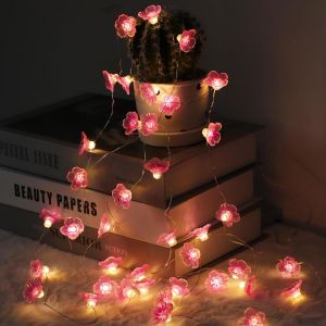 Guirlande Lumineuse Led En Fleurs De Cerisier 4 M 40 Led Guirlande De Fleurs &Agrave; Piles Avec Fonction De Minuterie, Guirlande Lumineuse Rose Avec Guirlande De Fleurs Pour Int&eacute;rieur, Mariage, - Neuf