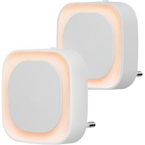 2 Pcs Veilleuse Led Automatique, Lampe De Nuit À Capteur Crépusculaire, 3 Niveaux De Luminosité Dimmmable Veilleuse Enfant Avec Prise, Pour Couloir, Cuisine, Salle De Bains, Ambre - Neuf