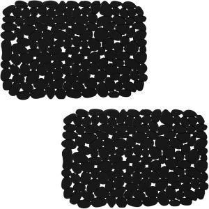 Eryi-Lot De 2 Tapis Evier Cuisine, 40 X 30 Cm, Tapis Evier À Faire Soi-Même Pour Evier De Cuisine, Tapis D'évier À Drainage Tapide Pour Vaisselle, Verrerie, Légumes. Noir - Neuf