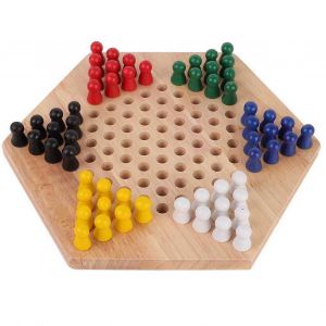 Planche Éducative En Bois Enfants Classique Halma Dames Chinoises Ensemble Stratégie Pièces De Jeu En Famille - Neuf