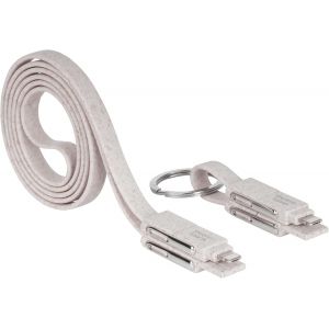 Pack 2x C&acirc;bles de Charge ECO Fibre de Bl&eacute;, C&acirc;ble USB 1m + C&acirc;ble Porte-Cl&eacute;s Magn&eacute;tique, Transfert de Donn&eacute;es et Charge Rapide 3,1A 50W, Compatibilit&eacute; USB-C/USB-A/MicroUSB/Lightning - Neuf