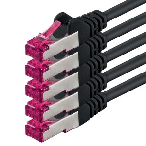 Kal-3,0 M - Noir - 5 Pièces - Câble Réseau Cat6a (10gb/S) S-Ftp Cat 6a Lanka Câble - Certifié Ghmt Pimf 500 Mhz Cat5 Cat5e Cat6 Cat6a Cat7 Pour Switch, Routeur, Modem, Internet - Neuf