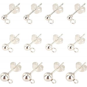 Kal-Sur 30 Pièces 3/4/5mm Boule Boucle D'oreille Avec Écrou D'oreille Boucle D'oreille En Acier Hypoallergénique Avec Boucle Couleur Argent Boucle D'oreille Recherche Pour Bijoux - Neuf
