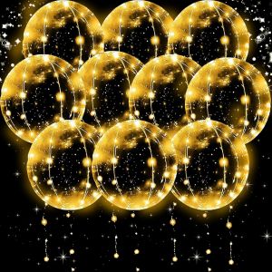 SJZG-Ballon Lumineux Led, 10 Paquets Ballon Led De Deco Mariage, 20 Pouces Ballon Helium De Deco Fete, Ballons Bobo, Ballon Lumineux Pour Saint Valentin, Mariage, Deco Anniversaire (Blanc Chaud) - Neuf