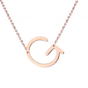 Colliers Tendance En Acier Inoxydable Avec Pendentif En Forme D'alphabet, Or Rose G - Neuf