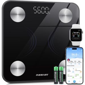 Balance Pese Personne, Pese Personnes Avec Écran Led, Balance Connectée Bluetooth Avec App Compatible Andriod Et Ios, Suivi De 17 Données Corporelles, Pese Personne Max. Poids 180 Kg - Neuf