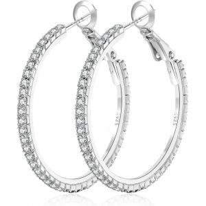 Kal-Boucles D'oreilles Cr&eacute;oles En Or 14 Carats Avec Strass -Grandes Boucles D'oreilles Fines -Cr&eacute;oles Hypoallerg&eacute;niques En Or Pour Femmes Et Filles -Cr&eacute;oles En Or 40/50/60/70 Mm - Neuf