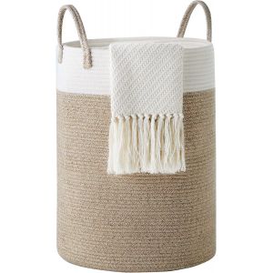 MEVRONISSHOP-Corbeille &agrave; Linge Panier &agrave; Linge Panier de Rangement Panier Linge Sale Corde en Coton 38cm(D) x50cm(H) Marron - Neuf