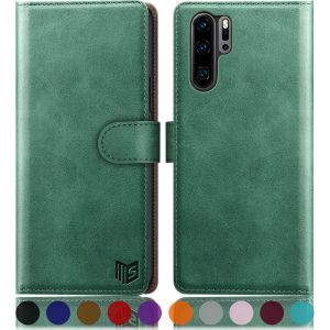 Case For Huawei P30 Pro [Rfid Blocking] [Magnetic Protection] Card Slots Protection Premium Pu Leather Case Cover For Huawei P30 Pro Light Green - Neuf