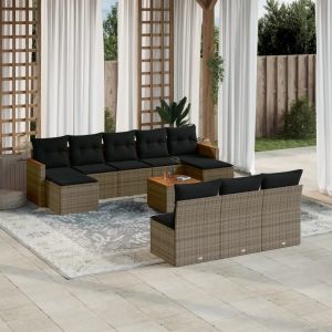 Prolenta Premium - Salon De Jardin 11 Pcs Avec Coussins Gris R&eacute;sine Tress&eacute;e - Neuf