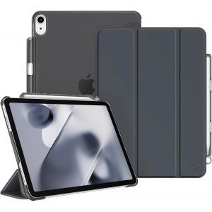 LORANKA-Coque pour iPad Air 11 Pouces (M3) 2025/(M2) 2024 et iPad Air 5e/4e G&eacute;n&eacute;ration 10.9 Pouces (2022/2020) - [Rangement de Stylet] &Eacute;tui Transparent Mat, Housse Fine, Gris Sid&eacute;ral - Neuf