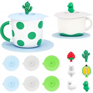 Kalanka-6 Pcs Couvercles R&eacute;utilisables En Silicone Pour Verres &Agrave; Boire, Couvercle Tasse Th&eacute;, Couvercles En Silicone Anti-Poussi&egrave;re De Protection Pour Verres &Agrave; Boire, Boissons &Agrave; Caf&eacute; - Neuf