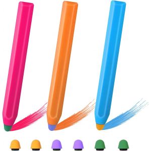 Edurino Lot De 3 Stylets Universels Pour Tablette Tactile Pour Enfants, Avec 6 Pointes De Rechange, Stylo À Bille Avec Stylet Pour Téléphones Portables, Tablettes, Montre Intelligente Pour Enfants, - Neuf