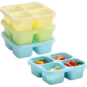 3 Pièces 850 Ml Bento Lunch Box Micro Ondable, Boite Repas Avec Compartiments, Boite À Lunch Avec Boîte À Sauce Et Couverts Pour Travail, Écoles, Camping Et Fitness (Rose/Orange/Violet) - Neuf