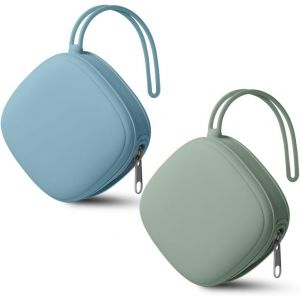 Boite A Sucette Bebe,2pcs Boîte De Rangement En Silicone Pour Sucette,Boîte À Sucettes Portable En Silicone Pour Bébé,Imperméable,Sans Bpa,Pour Voyage En Plein Air (Abricot/Soja) - Neuf