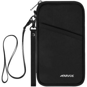 TRAHOO-Organisateur de Voyage Portefeuille Passeport S&eacute;curis&eacute;e avec Anti-vol RFID Blocking, Dragonne & Dragonne Amovibles pour Femme, Homme, T&eacute;l&eacute;phone, Billet d'avion, Cartes de Cr&eacute;dit - Neuf