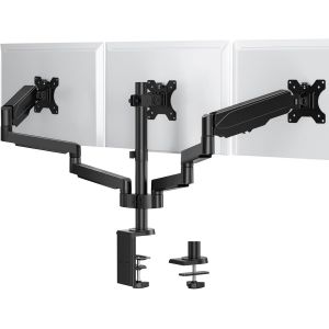 Support Ecran Pc 3 Ecran Pour Moniteurs De 13-27 Pouces Bras Articul&eacute; &Eacute;cran Pc Hauteur R&eacute;glable Inclinaison Pivot Et Fixation Bureau Jusqu'&Agrave; 8Kg, Vesa 75/100Mm - Neuf