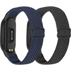 Lot De 2 Bracelets De Montre &Eacute;lastiques R&eacute;glables Compatibles Avec Xiaomi Mi Band 7/Mi Band 6/Mi Band 5, Bracelet De Sport En Nylon Extensible Pour Xiaomi Mi Band 7/6/5 Homme Et Femme - Neuf