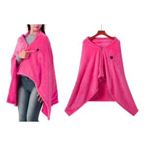 Ch&acirc;le chauffant USB pour la maison et le bureau - Rose, 3 niveaux de chaleur, portable, en polyester doux, lavable en machine - Neuf