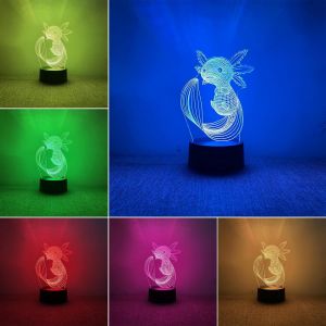 Lampe Axolotl 3d Decorative, Lampe De Chevet Chambre Intelligente &Agrave; 7 Couleurs Pour Enfants, Veilleuse Led D&eacute;corative Chambre Ado Pour &Agrave; Coucher, Cadeau D'anniversaire Pour Gar&ccedil;ons Et Filles - Neuf