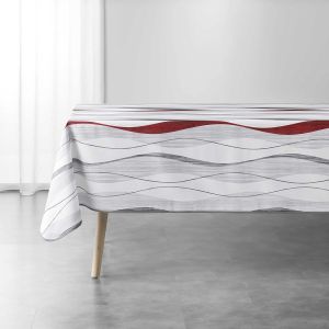 Eryi-Nappe Rectangle (150 X 240 Cm) Ondulys Blanc/Rouge, Polyester Imprimé - Neuf