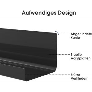 Etagere Murale Sans Percage Lot De 2 - Noir Acrylique Étagère Murale Pour Livres Et Photos, Étagère Sans Percer Pour Cuisine, Salle De Bain, Bureau, Salon (32 X 10 X 8 Cm) - Neuf