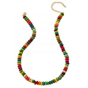 1 Collier De Boutons Multicolores Et De Perles Rondes En Bois - Neuf