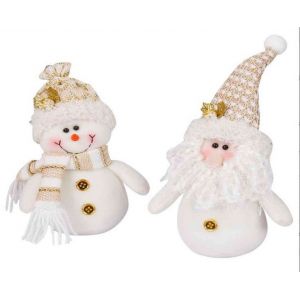 Ensemble De 2 Poup&eacute;es De Gnomes De No&euml;l Dor&eacute;es Pour D&eacute;coration De No&euml;l, 15 X 8 X 27 Cm, Fibre De Polyester - Neuf
