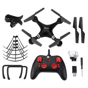 Drone Telecommande 4 Canaux Wifi Rc, Quadricoptere, Maintien D'altitude, Jouet Avec Camera 1080p, Noir - Neuf